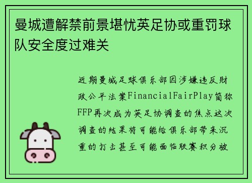曼城遭解禁前景堪忧英足协或重罚球队安全度过难关